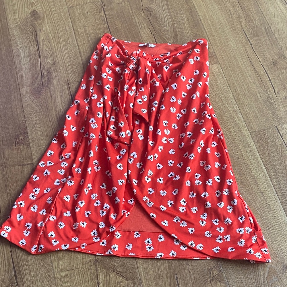 Ganni Red Floral Skirt